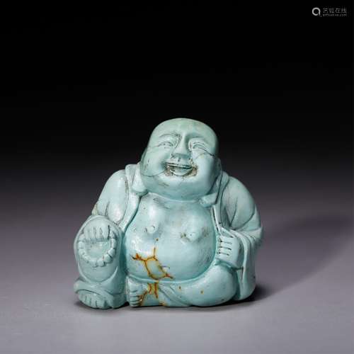 CHINESE TURQUOISE CARVED BUDDHA