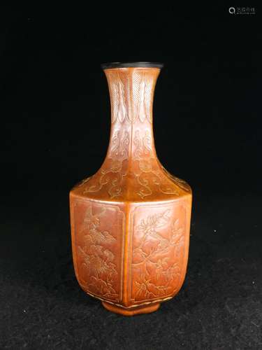 CHINESE MOLDED GOURD FLOWER VASE