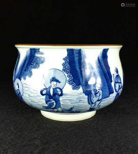 CHINESE BLUE AND WHITE PORCELAIN CENSER