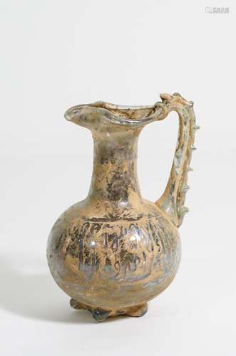 ANTIQUE ISLAMIC GLASS JUG WITH ARABIC SCRIPT