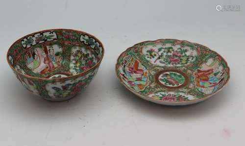 FAMILLE ROSE PORCELAIN BOWL AND PLATE