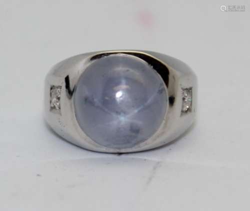 14K GOLD DIAMOND NATURAL STAR SAPPHIRE RING