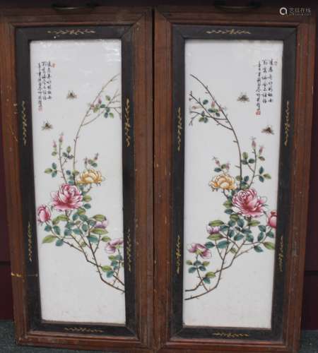 PAIR OF PORCELAIN PANELS