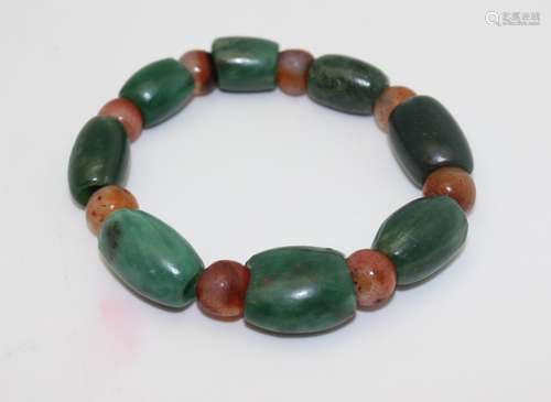 ANCIENT AGATE AND AMAZONITE BEADS BRACELET