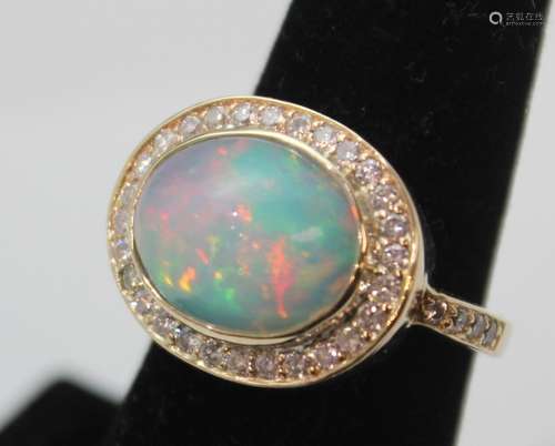 14K GOLD DIAMOND OPAL RING