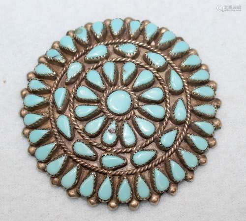 TURQUOISE SILVER BROOCH