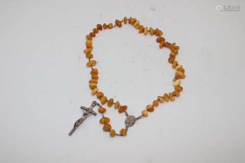 AMBERNECKLACE WITH SILVER PENDANT