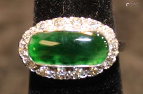 14K GOLD DIAMOND NATURAL JADEITE RING