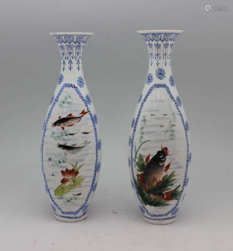 PAIR OF EGGSHELL FAMILLE ROSE PORCELAIN VASES