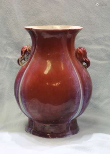 RED GRAZED PORCELAIN VASE