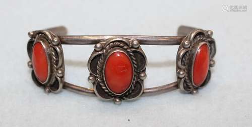 RED CORAL SILVER BRACELET