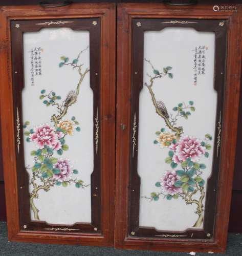 PAIR OF PORCELAIN PANELS