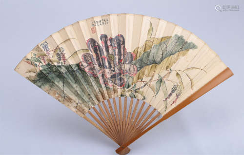 A Chinese Fan; Painting by Ma, Tianyu; Calligraphy by Wang, Fuzhao