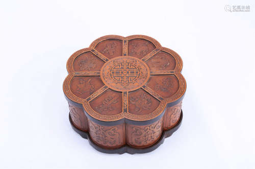 A Chinese Bamboo Box with Cover