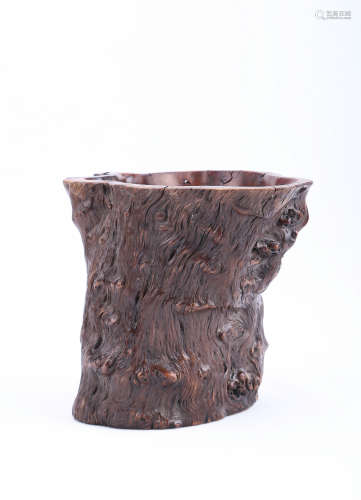 A Chinese Carved Root Brush Pot
