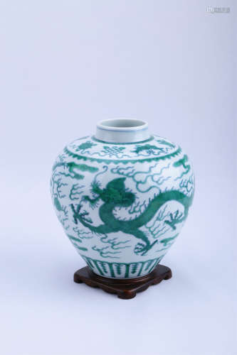A Chinese Dou-Cai Porcelain Jar with Green Glazed Dragon