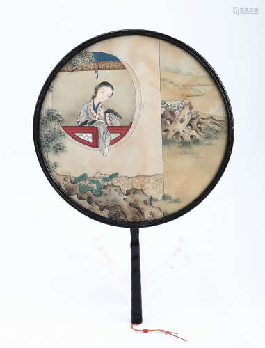 A Chinese Silk Fan with Painting