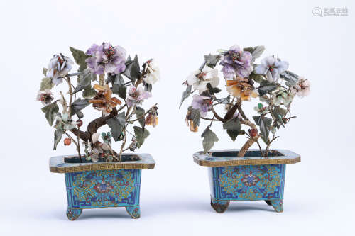 A Pair of Chinese Cloisonné Planters