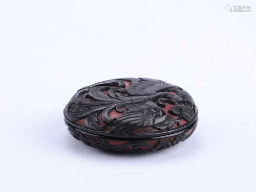 A Chinese Lacquer Round Incense Box with Cover