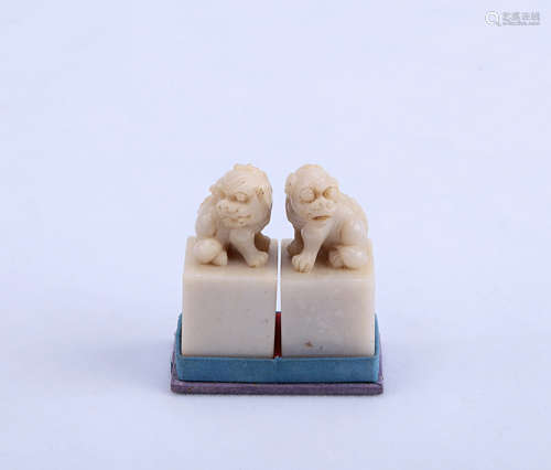 A Pair of Shoushan Lion Seals