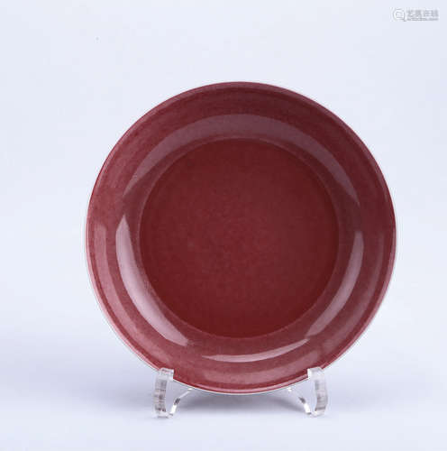 A Chinese Red Glazed Porcelain Plate