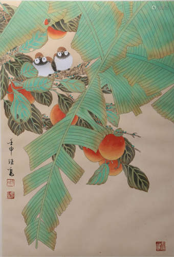 A Chinese Flower Bird Painting by Tu, Jigao