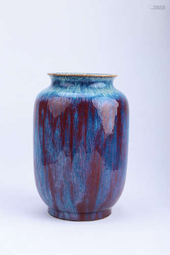 A Chinese Flambe-Glazed Porcelain Vase