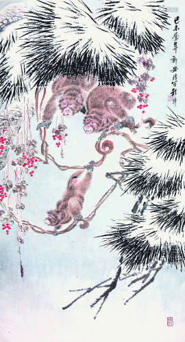 程璋(1869-1938) 猴嬉图