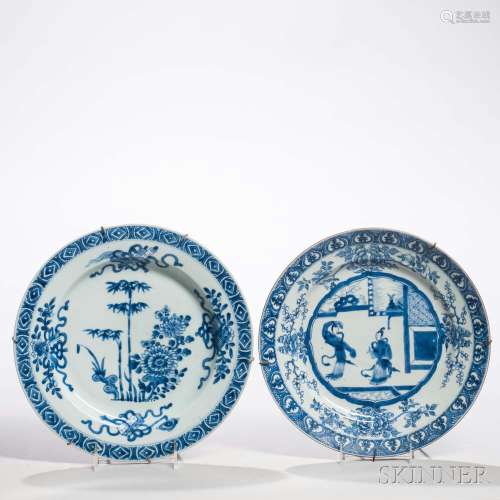 Two Blue and White Porcelain Plates