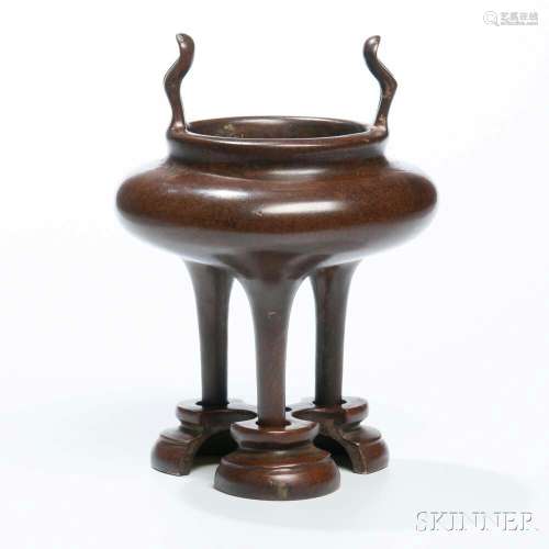 Tall Bronze Tripod Censer