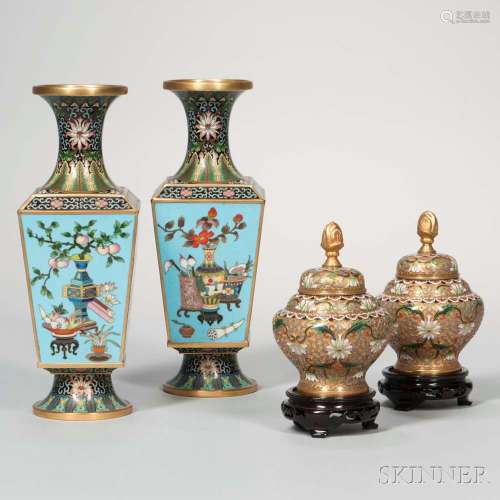 Two Pairs of Cloisonne Items
