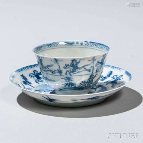 Blue and White Cup and Dish