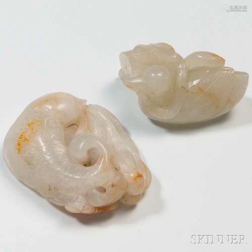 Two Carved Jade Pendants