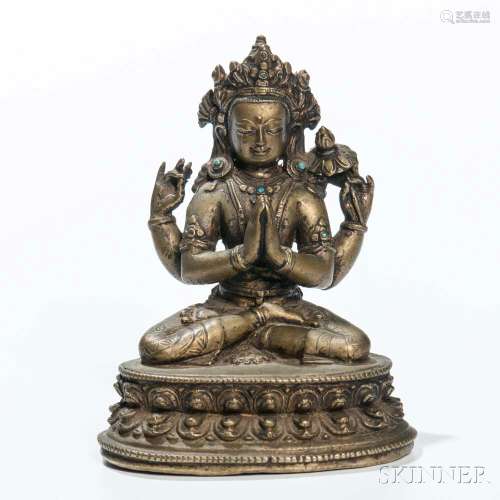 Bronze Figure of Four-armed Sadaksari Avalokitesvara