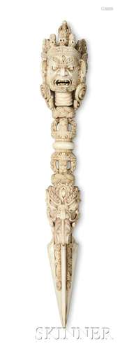 Bone Carving of a Ceremonial Dagger, Phurba