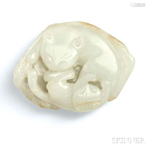 Jade Carving of a Cat with Kitten