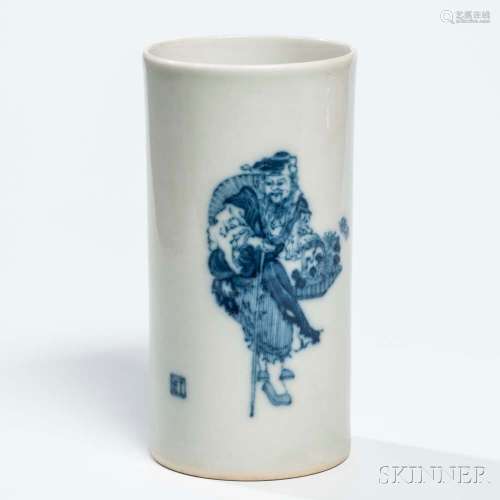 Blue and White Porcelain Brush Pot