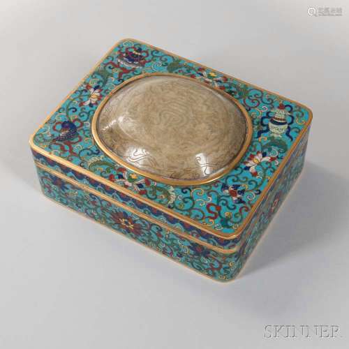 Cloisonne Box with Jade Carving