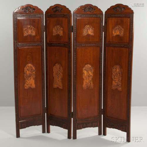 Four-panel Mahogany Screen