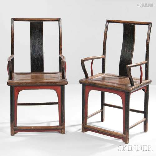 Pair of Wooden Southern Official's Hat Armchairs