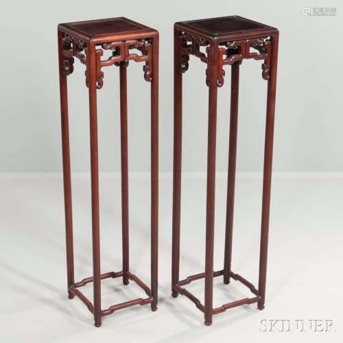 Pair of Tall Hardwood Stands