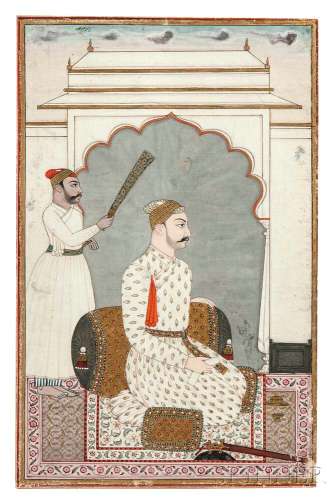 Mughal Miniature Painting Depicting a Prince