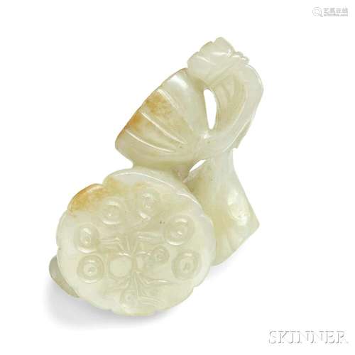 Nephrite Jade Carving of a Lotus Stalk