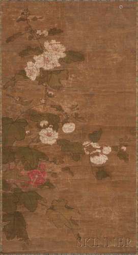 Hanging Scroll Depicting Cotton Roses