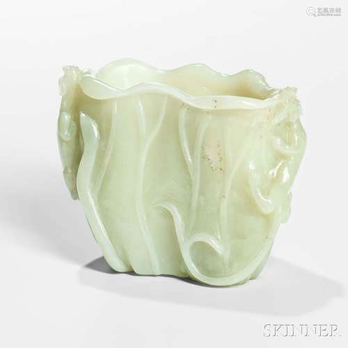 Pale Celadon Jade Brush Pot