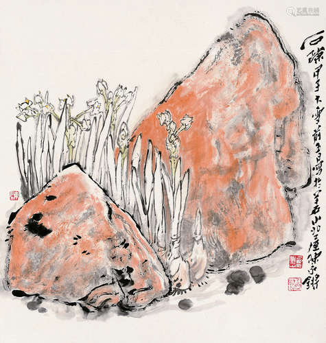 陳永鏘 (b.1948) 石隙 立軸