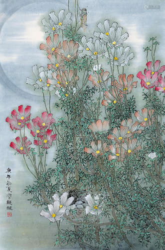 容繩祖 (b.1945) 波斯菊 立軸