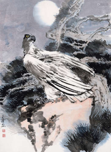 俞雲階 (1917-1992) 松鷹 立軸