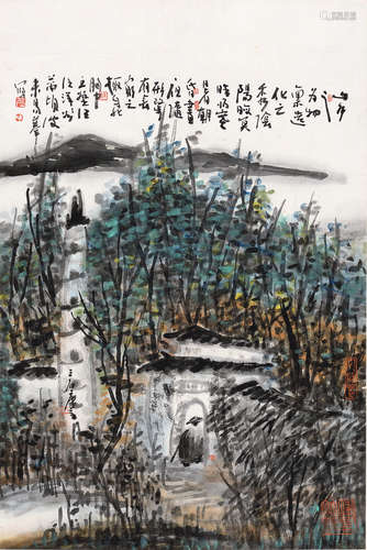 曾  宓 (b.1935) 塔院晚歸 立軸