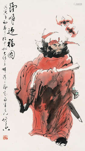 孫炳吾 (b.1943) 鍾馗迎福圖 鏡心